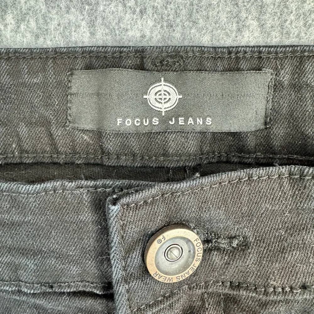 Focus Jeans Black Distressed Moto Biker Jeans Slim Fit 36x32 Stretch Street Wear